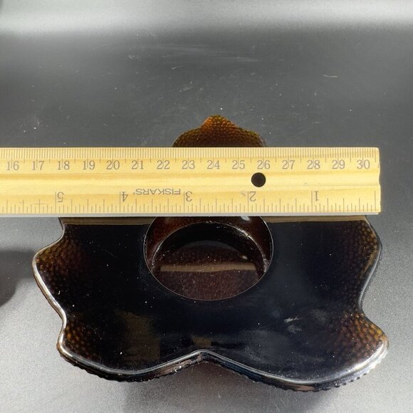 1990s Hallmark Deep Brown Glass Maple Leaf Votive Tea Candle Holder Single VTG - Picture 7 of 15